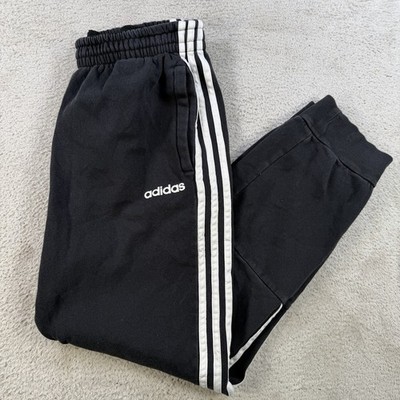 Adidas Sweatpants Mens Small Black Fleece Drawstring Pocket Joggers Gym Active