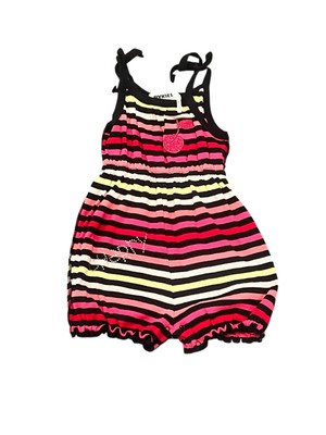 SONIA RYKIEL BEBE 6 MONTHS RAINBOW STRIPE ROMPER COTTON  EMBROIDERED CHERRY