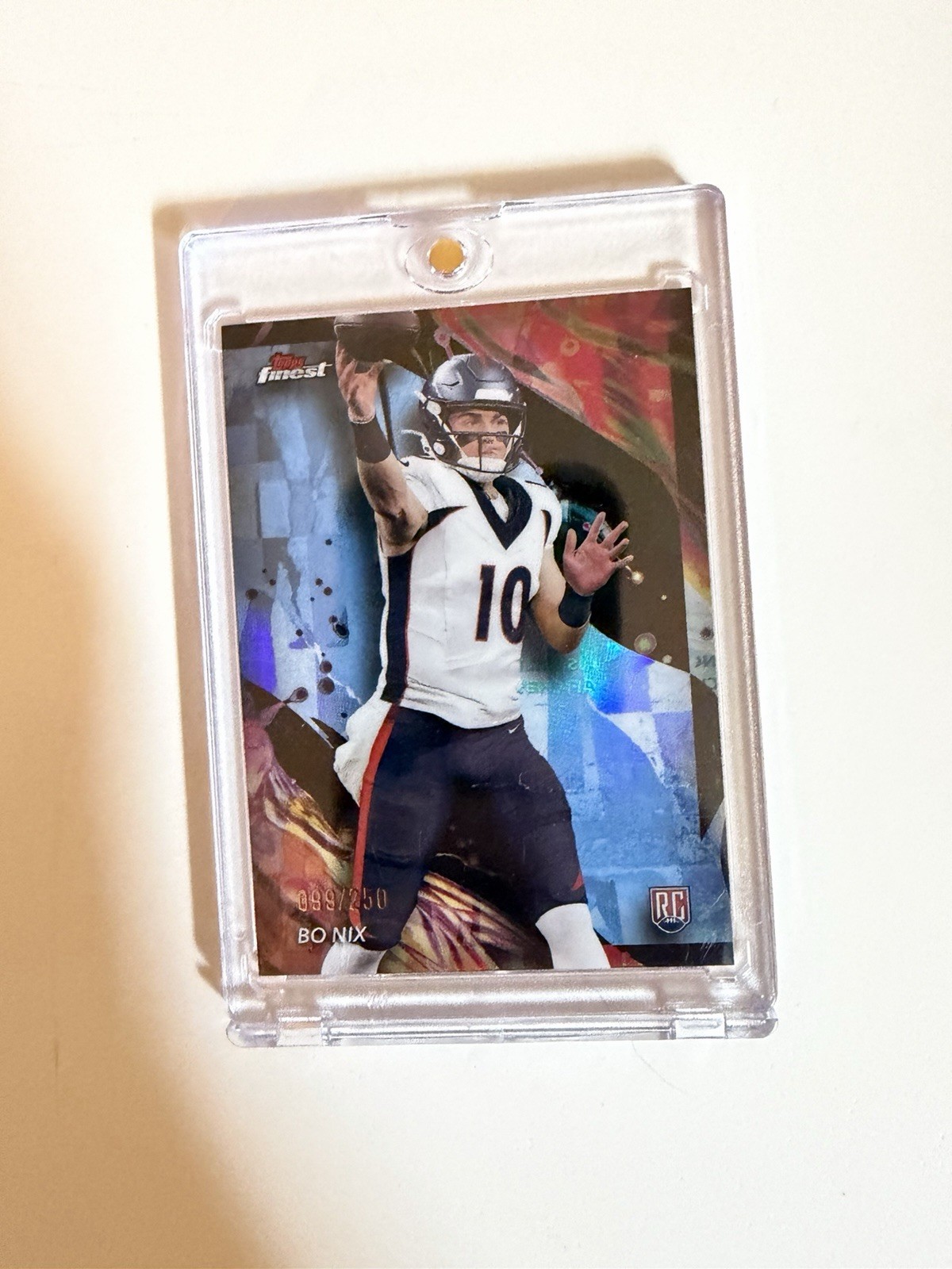 2024 Topps Finest - Uncommon Bo Nix #163 Sky Blue Refractor /250 (RC)
