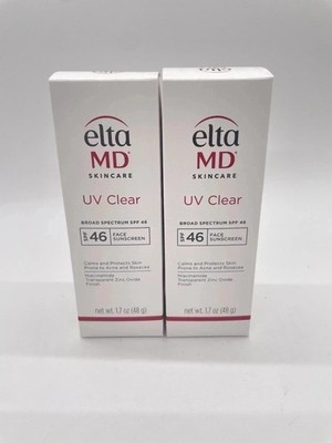 2 PACK UV Clear NON TINTED SPF 46 FACIAL SUNSCREEN 1.7 OZ EXP :2028 NEW IN BOX