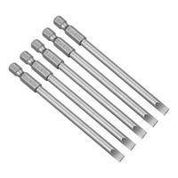 "5X Magnetisch SL5 Schlitz Kopf Schraubendreher Bit 1/4\" Hex Schaft 100Mm LäNge"