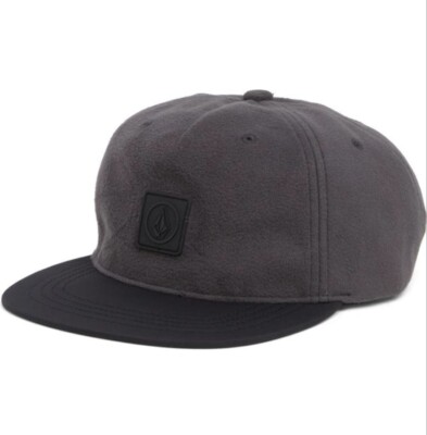 Men's Hat Volcom Trip Fleece Adjustable Baseball Cap Black/Dark Gray OneSize NEW