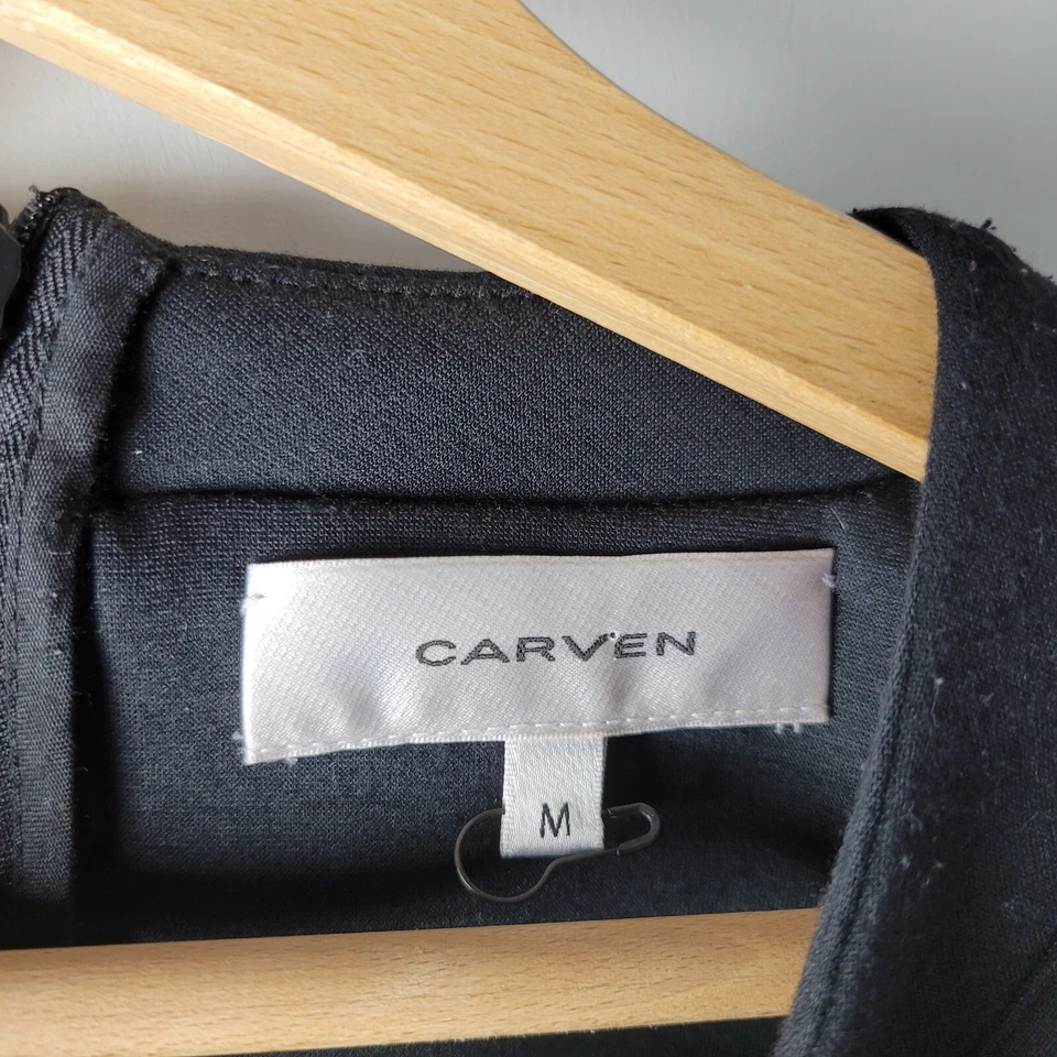 Carven Women Size M Black Stretch Cut Out A-Line Dress Formal Party Smart - Image 3 of 4
