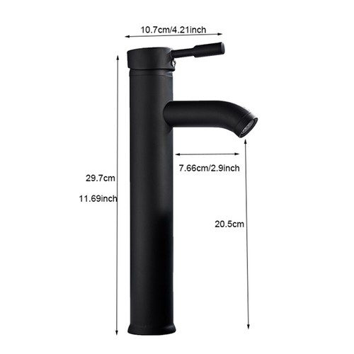 Hoch Waschtischarmatur Wasserhahn Armatur Schwarz Waschbecken Einhebelmischer - Bild 13 von 52