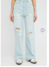 Stndrd Denim Jeans The Baggy 8 Distressed High Waist Loose Fit BNWT