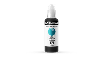 (254,69 /1l) Liquid Watercolor Vallejo 33450 Turquoise 32ml Türkis Aquarell Farb