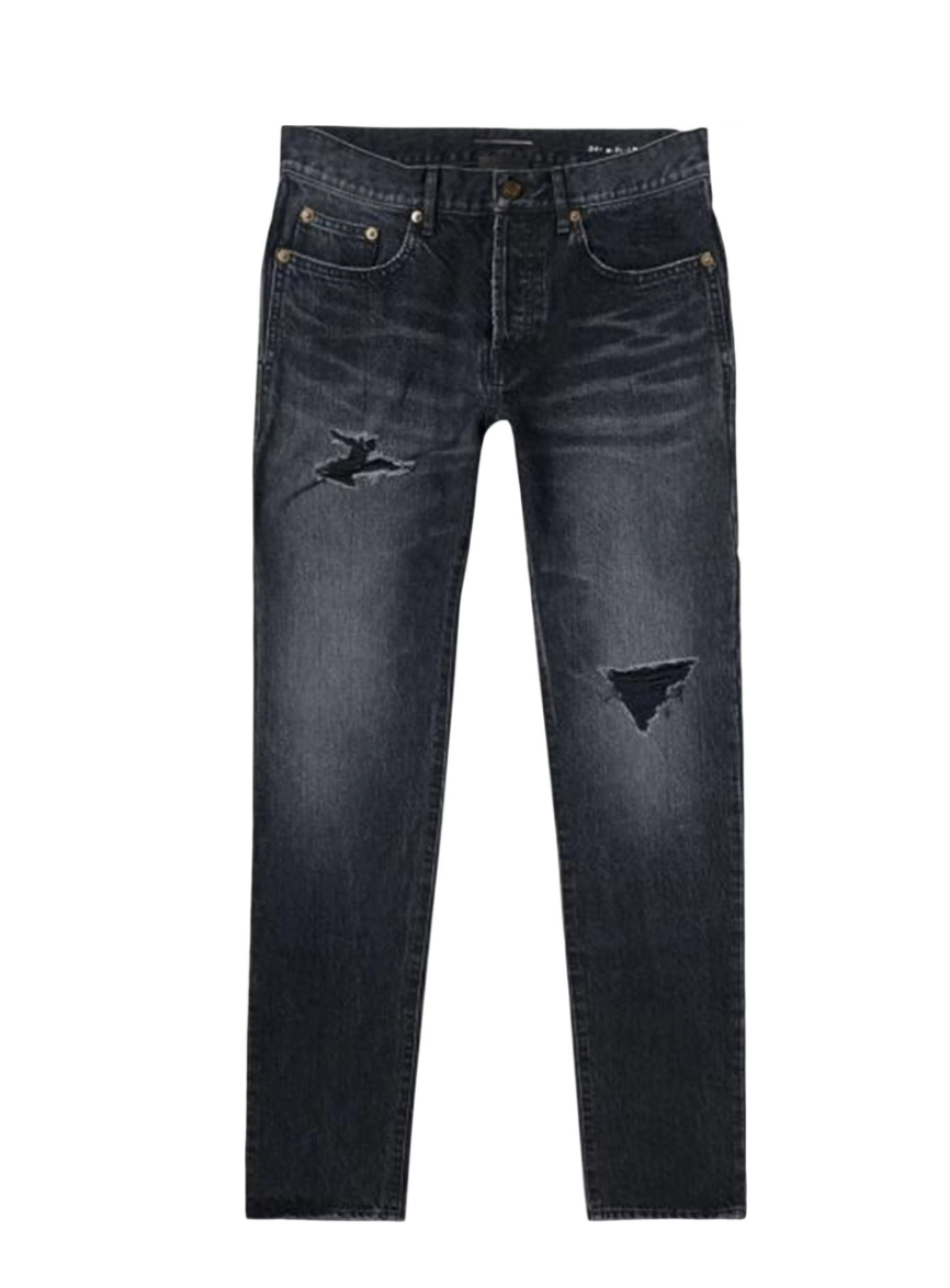 Jeans dritti a vita alta Saint Laurent effetto invecchiato 500779 ya805 1407 taglia 30