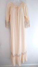 Vintage Gilead Full Length Nightgown Peach lace details Small USA