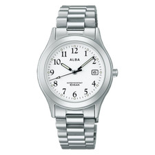 SEIKO ALBA AQGK475 White Quartz analog Men's Watch New in Box