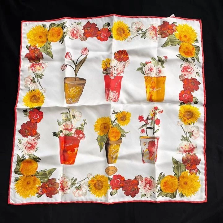 GUCCI Foulard Bandana Blanc Multicolore Femme Accessoire Mode