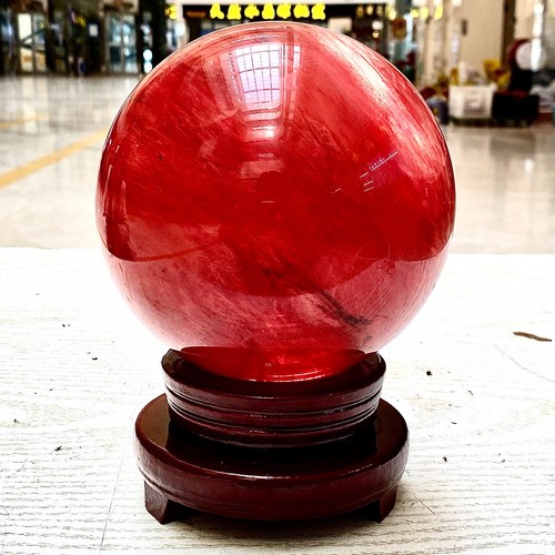 7.55LB Red Melting Stone Quartz Crystal Sphere Ball Healing Reiki Décor - 第 10/14 張圖片