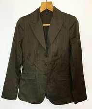 Women's Tahari Brown Pinstripe Single-breasted Blazer Jacket Size 8 - (#109)