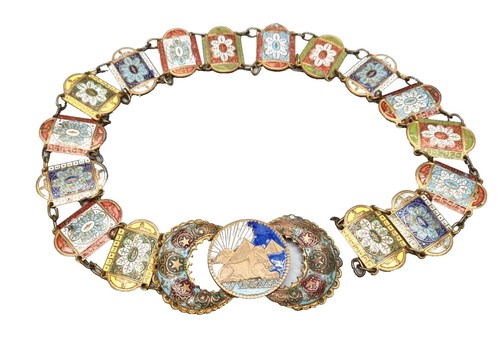 Vintage La Regale Beaded Belt Black Multi-Color Art Deco 