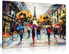 Modern Oil Painting Colourful Paris Canvas Wall Art Picture Print