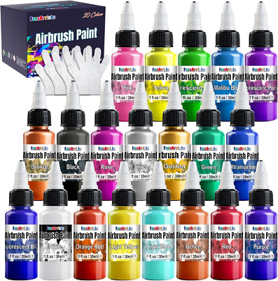 Airbrush-Farbe, 20 Farben, Acryl-Luftpinsel-Set, Blickdichte Und Neon Farben, Pe