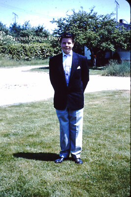 35MM Found Photo Slide Dapper Young Man Dressed Up For Graduation 1955 