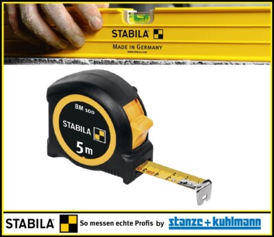 STABILA Taschenrollbandmaß BM 100 Länge 5 m Breite 19 mm EG II ABS Metall-Clip
