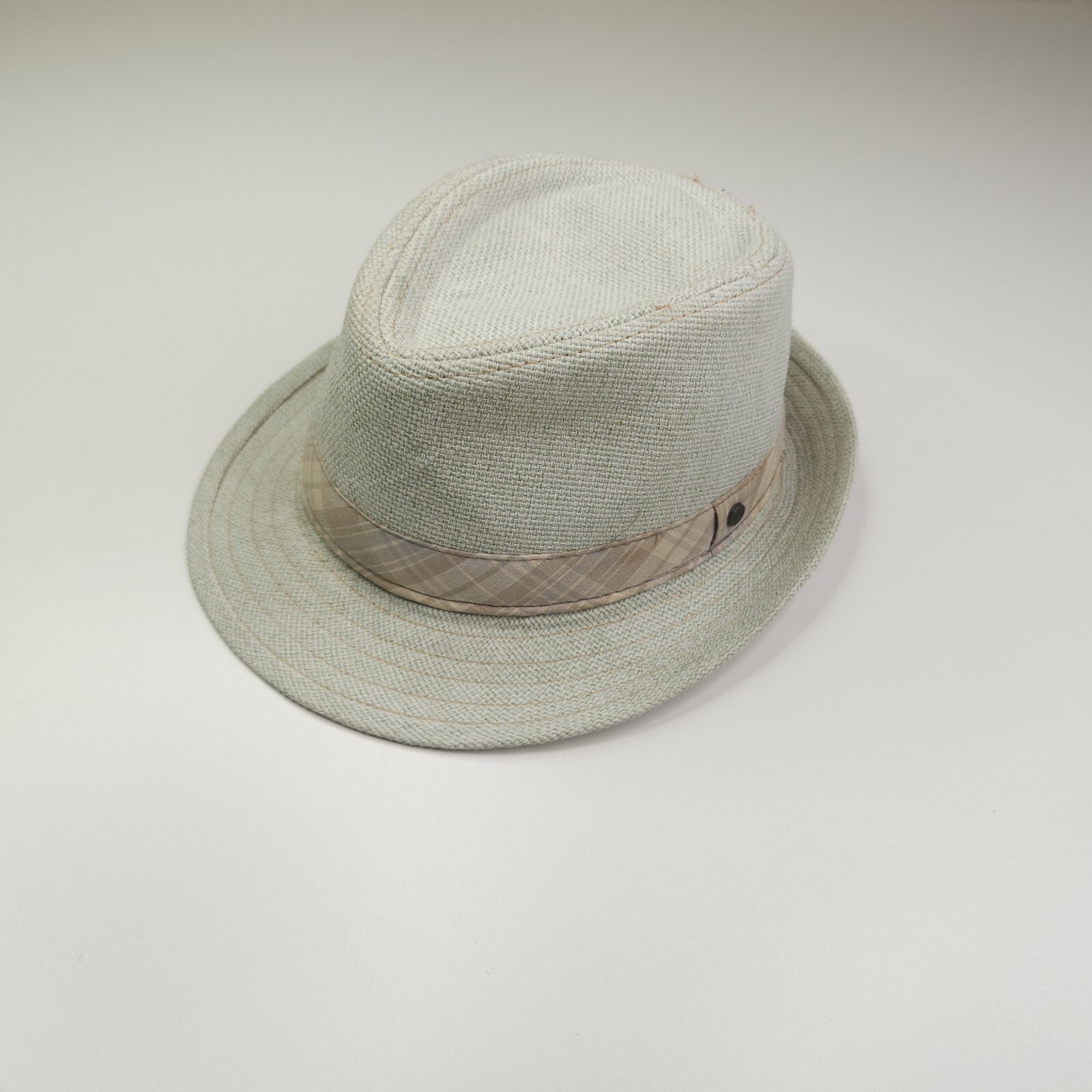 Stetson Plaid Band Fedora Hat Light Beige Mens Medium SKSTF726-image
