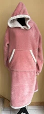 Bedsure Wearable Blanket Hoodie Women - One Size Fits Most- Pink - Sherpa Lined