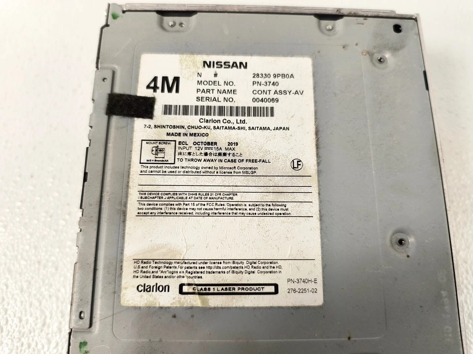 17-20 Nissan Pathfinder AM CD PLAYER RÁDIO RECEPTOR CABEÇA DE NAVEGAÇÃO MÓDULO FABRICANTE DE EQUIPAMENTO ORIGINAL - Imagem 3 de 4
