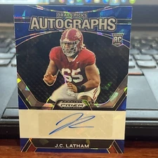 J.C. Latham 2024 Prizm Draft Pick Auto Blue Ice Prizm /75 RC #DPA-JLM 💎