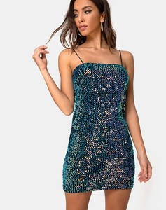 motel rocks blue sequin dress