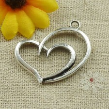 Free Ship 80 pcs tibetan silver heart charms pendant 32X25mm L-4614