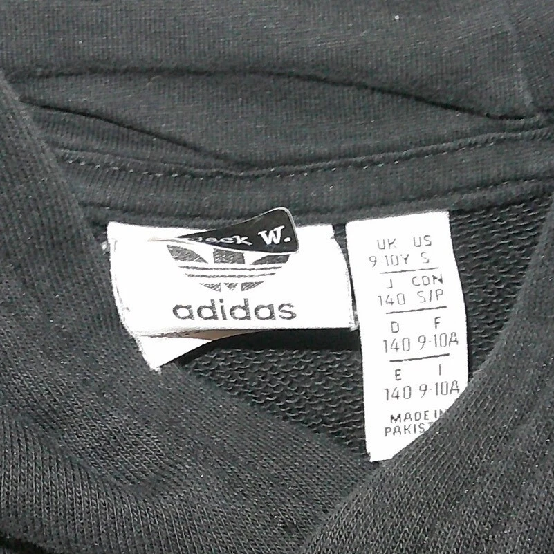 Adidas Sudadera con Capucha Pullover Sudadera Logo Trifolio Negro Niños Talla S Foto 3 de 3