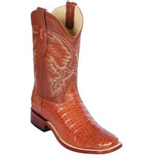 LOS ALTOS COGNAC GENUINE CROCODILE CAIMAN SQUARE TOE WESTERN BOOT D 8228203