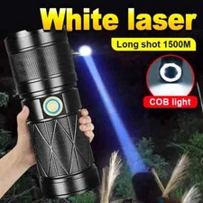 Powerful Led Flashlight Torch Type-c Rechargeable White Laser Hand Lamp Outdoor