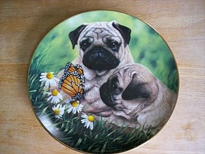 Retired Danbury Mint  Pug Limit Edition  Plate PUG-EYED by Simon Mendez