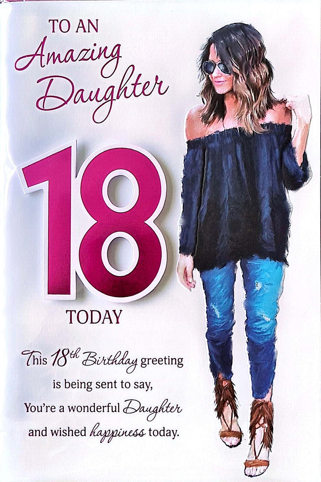 Happy 18th Birthday Card 18 Today Wonderful Daughter  Woman  Pink Foil