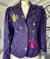 Pretty Purple *nomads* Embroidered Organic Cotton Velvet Lined Jacket S
