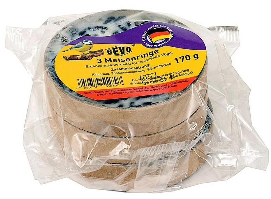 1 Pack mit 3 Stk. - GEVO Meisenringe Fettfutter - Wildvogelfutter Vogelfutter