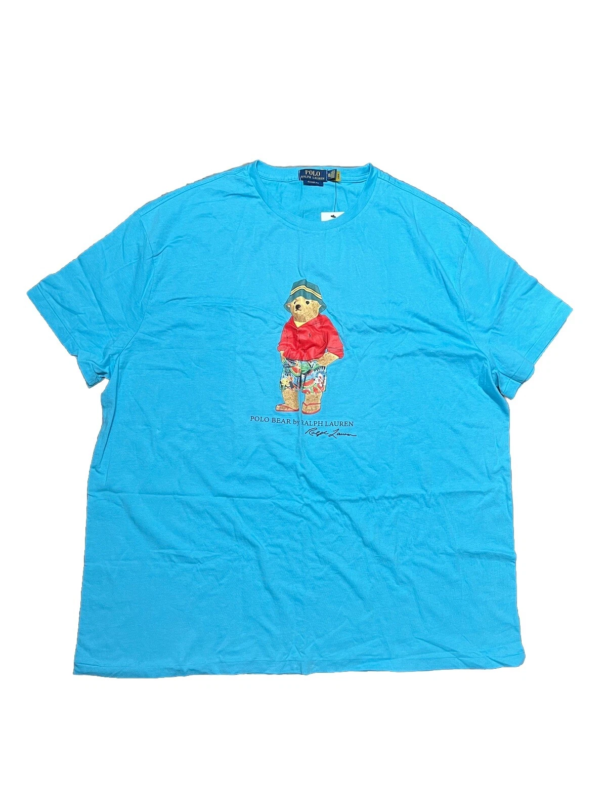 $70 NWT Men’s Polo Ralph Lauren Beach Bear Light Blue Short Sleeve T-Shirt 2XL