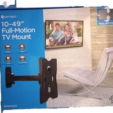 Ematic 10" to 49" Full Motion Black TV Mount EMW3401 Collapsible Tilt Swivel Pan