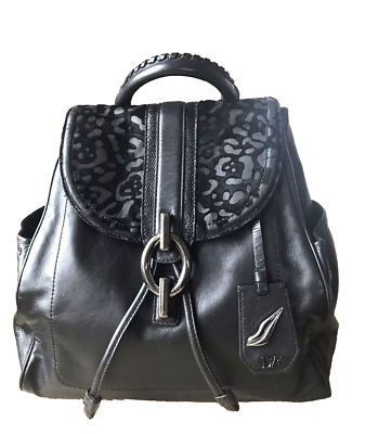 Diane Von Furstenberg Black Leather Backpack Diane Von Furstenberg Black Leather Backpack with Chain Detail main image 3