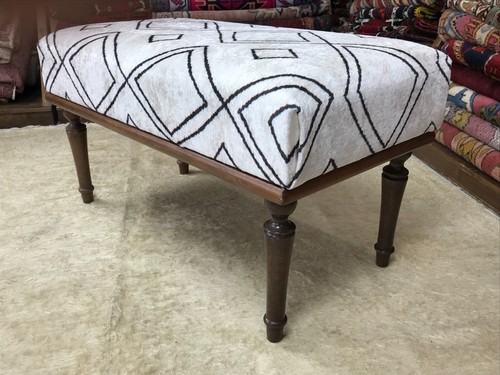 Reposapiés otomano tapizado hecho a mano Kilim piano entrada dormitorio banco - Imagen 16 de 22