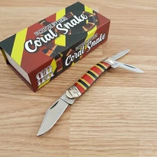Rough Ryder Whittler Pocket Knife Stainless Steel Blades Coral Snake Bone Handle