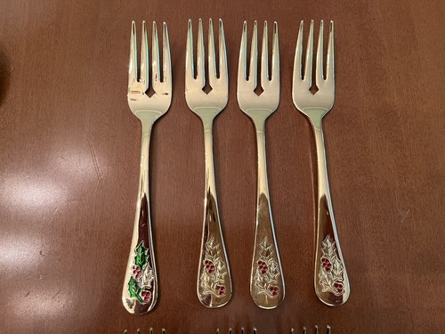 Vintage Christmas Holly Berry Gold Plated Flatware Classic Traditions (47 PCs) - Bild 15 von 17