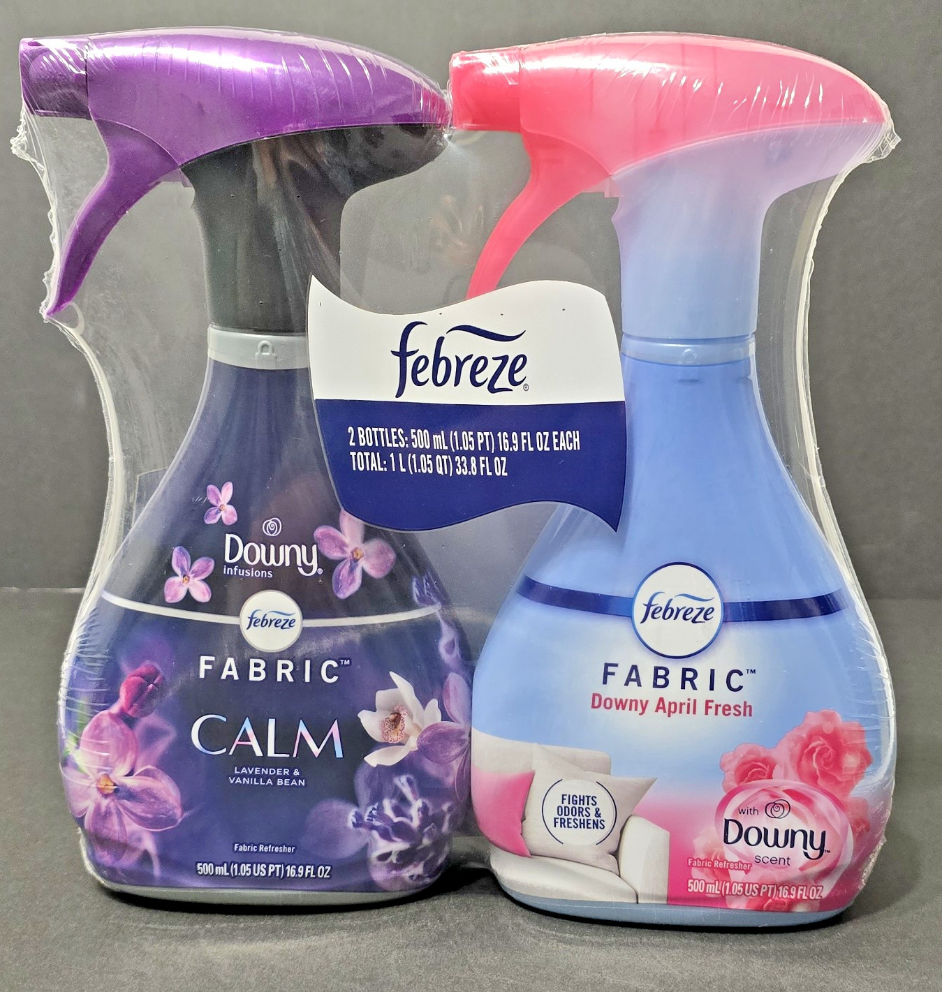 2 x 500ml Bottles Febreze Fabric Refresher. Downy April Fresh & Calm Febreze