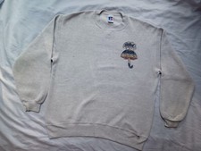Vintage 1990s Made In USA Russell Athletic Sweatshirt. Hand drawn umbrella, Grey