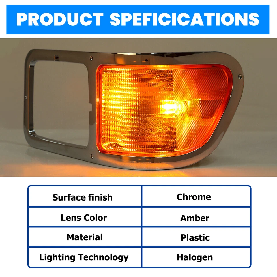 For Ford F650 F750 2000-15 Headlight Bezel Trim Left Driver W/ Corner Light Bulb Foto 4 de 4