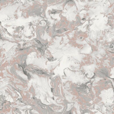Muriva Elixier Flüssigmarmor Rosegold mit Silbertapete (166502)