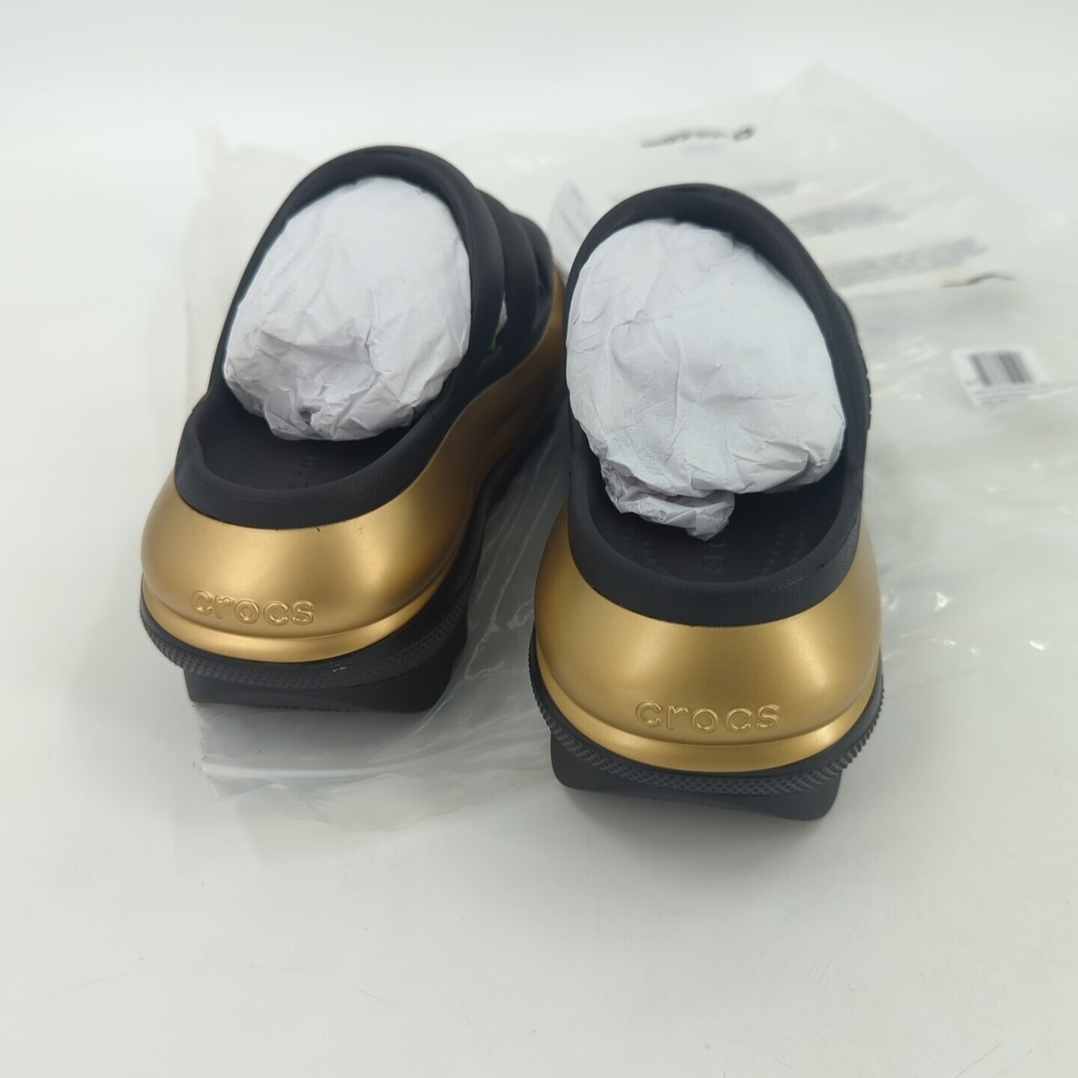 Crocs Mega Crush Metallic Black/Gold Triple Strap Sandal