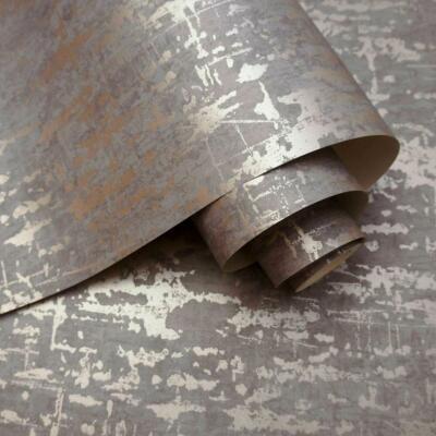 Holden Loft Textur Industrial Beton Tapete Metallic Dark Slate Rosegold