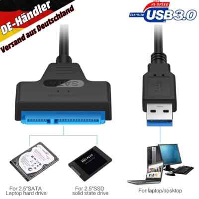 USB 3.0 zu SATA Adapter Kabel mit UASP Support für 2.5 Zoll HDD SSD Festplatten