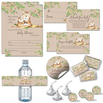  Guess Whooo  Cute Owl Gender Neutral Baby Shower Party Bundle Includes 20 ea...