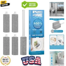 5 Packs Pumice Cleaning Stone with Extra Long Handle, Pumice Stone for Toilet...