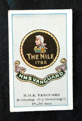 HMS Vanguard Crests of British Warships Sniders & Abrahams 1915 Cigarette Card